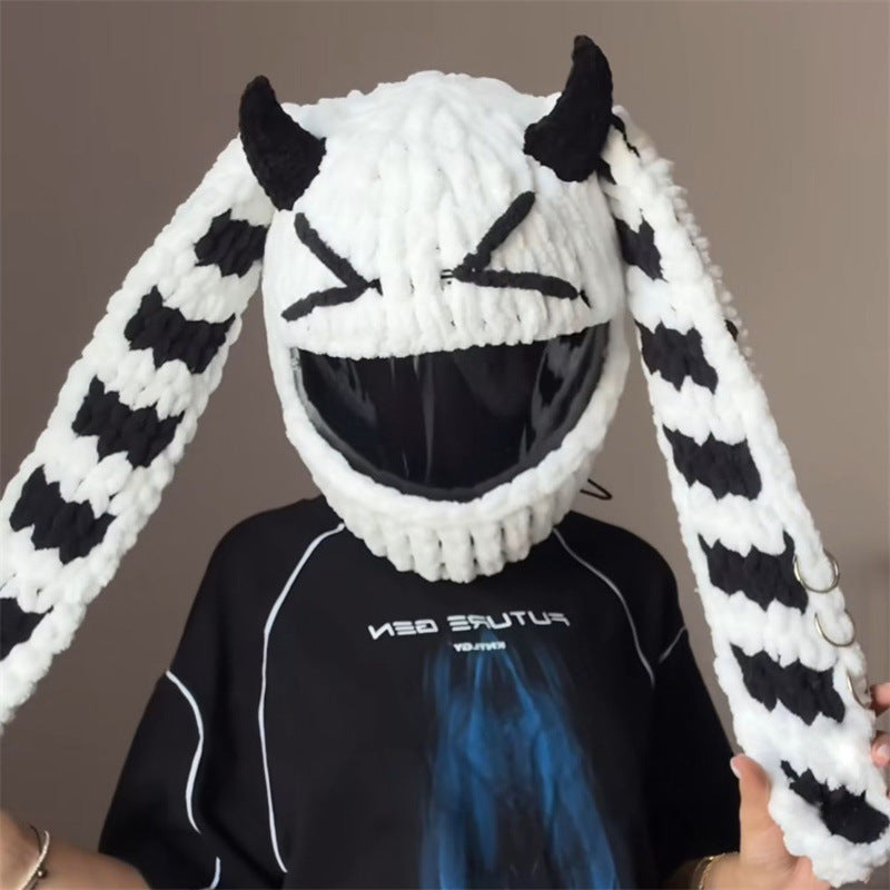 Helmet Hat Cartoon Knitted Motorcycle Helmet Protective Cover
