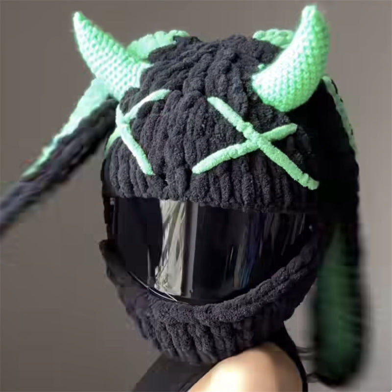 Helmet Hat Cartoon Knitted Motorcycle Helmet Protective Cover