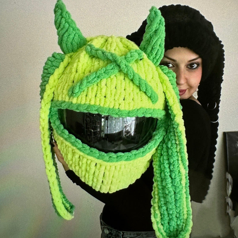 Helmet Hat Cartoon Knitted Motorcycle Helmet Protective Cover