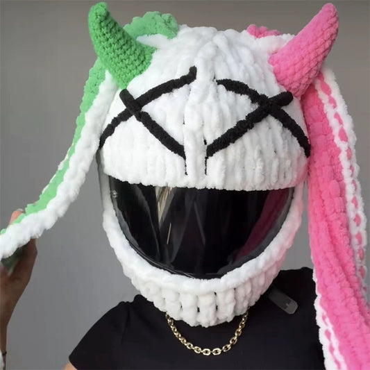 Helmet Hat Cartoon Knitted Motorcycle Helmet Protective Cover