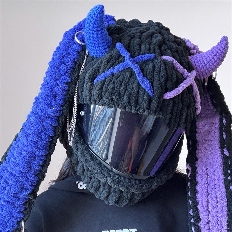 Helmet Hat Cartoon Knitted Motorcycle Helmet Protective Cover
