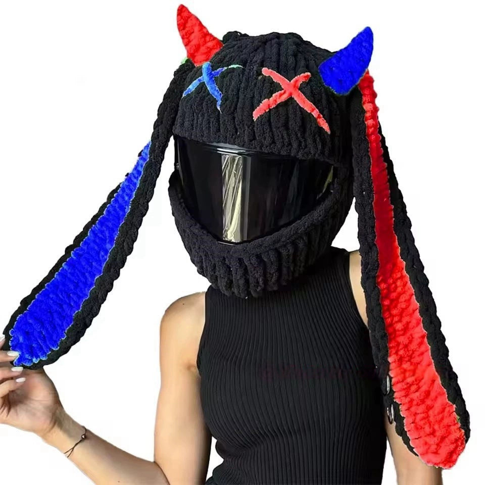 Helmet Hat Cartoon Knitted Motorcycle Helmet Protective Cover