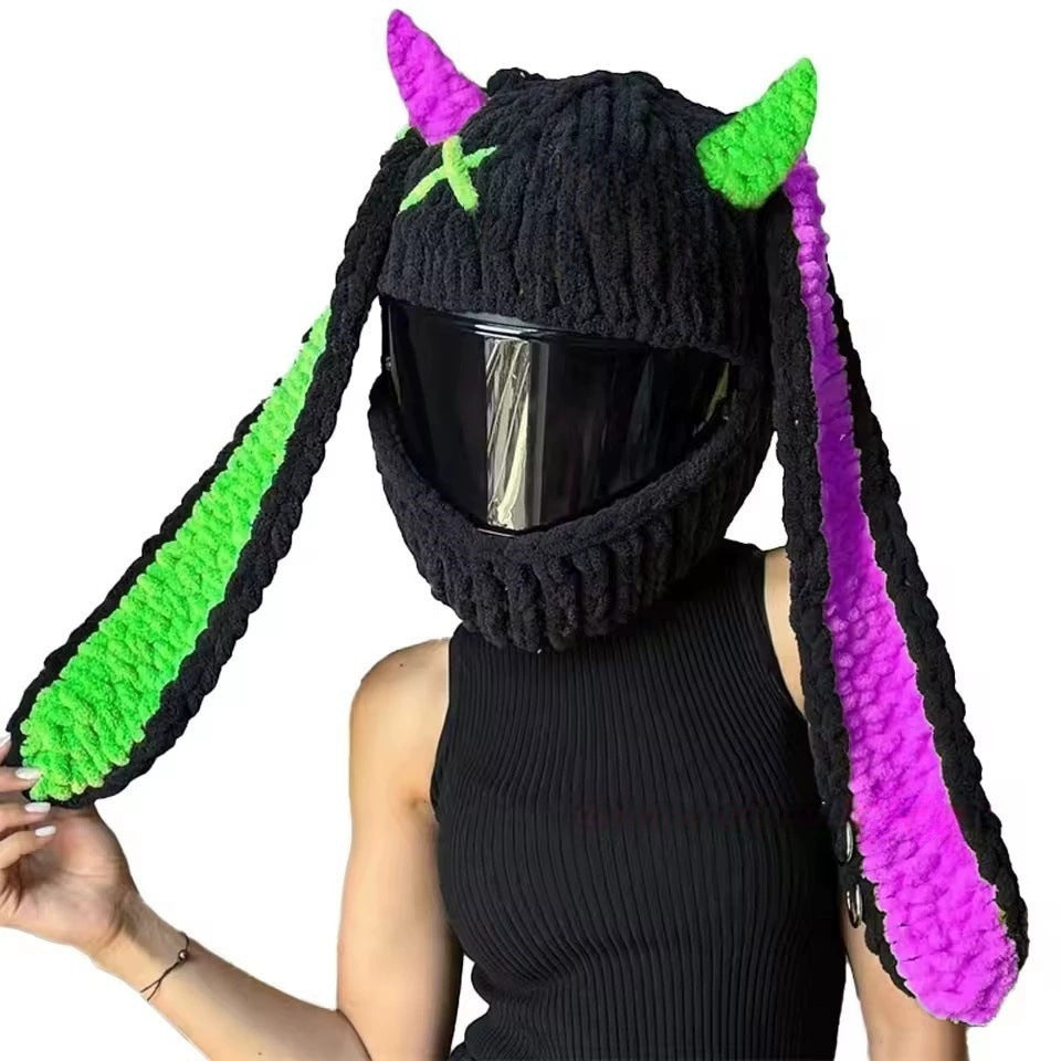Helmet Hat Cartoon Knitted Motorcycle Helmet Protective Cover