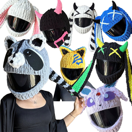 Helmet Hat Cartoon Knitted Autumn/Winter Motorcycle Helmet Protective Cover