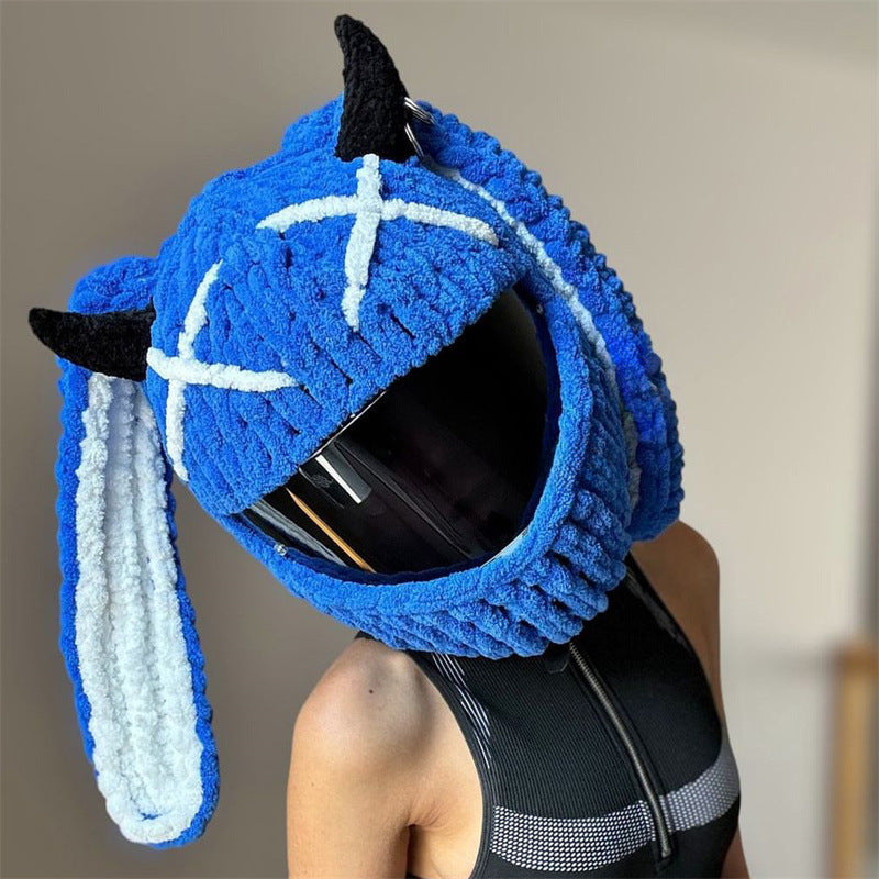 Helmet Hat Cartoon Knitted Motorcycle Helmet Protective Cover