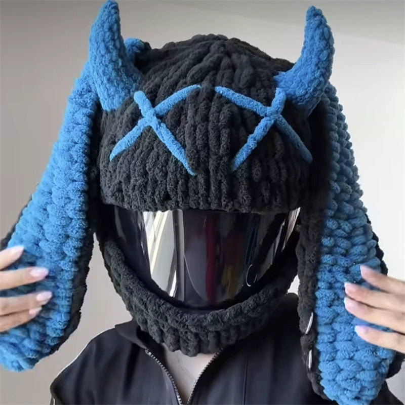 Helmet Hat Cartoon Knitted Motorcycle Helmet Protective Cover